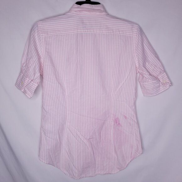 Ralph Lauren Shirt Womens XS Striped Pink, White Pony Slim Fit - Picture 5 of 12